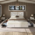 farmhouse bed frame 4 storage drawers rustic vintage mdf - Temu