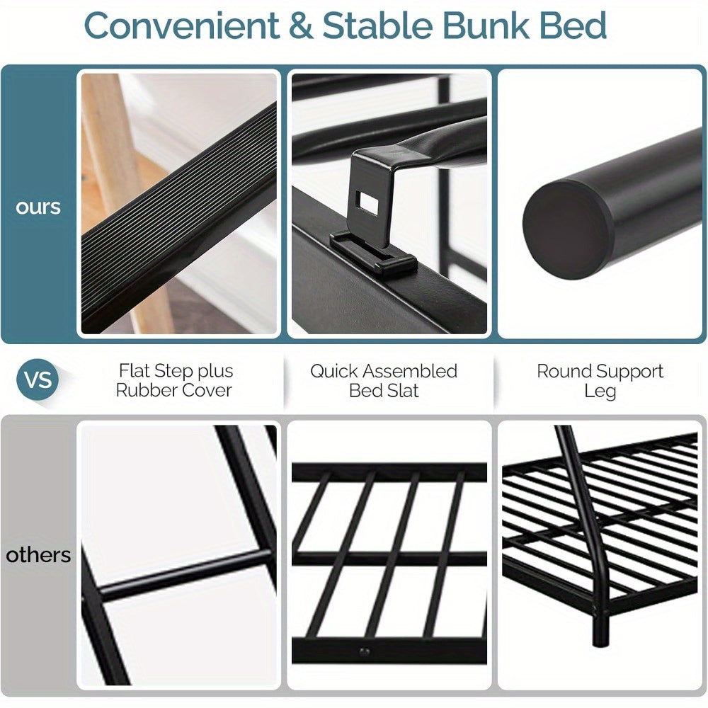 heavy duty metal loft bed twin size safety guard rails flat - Temu