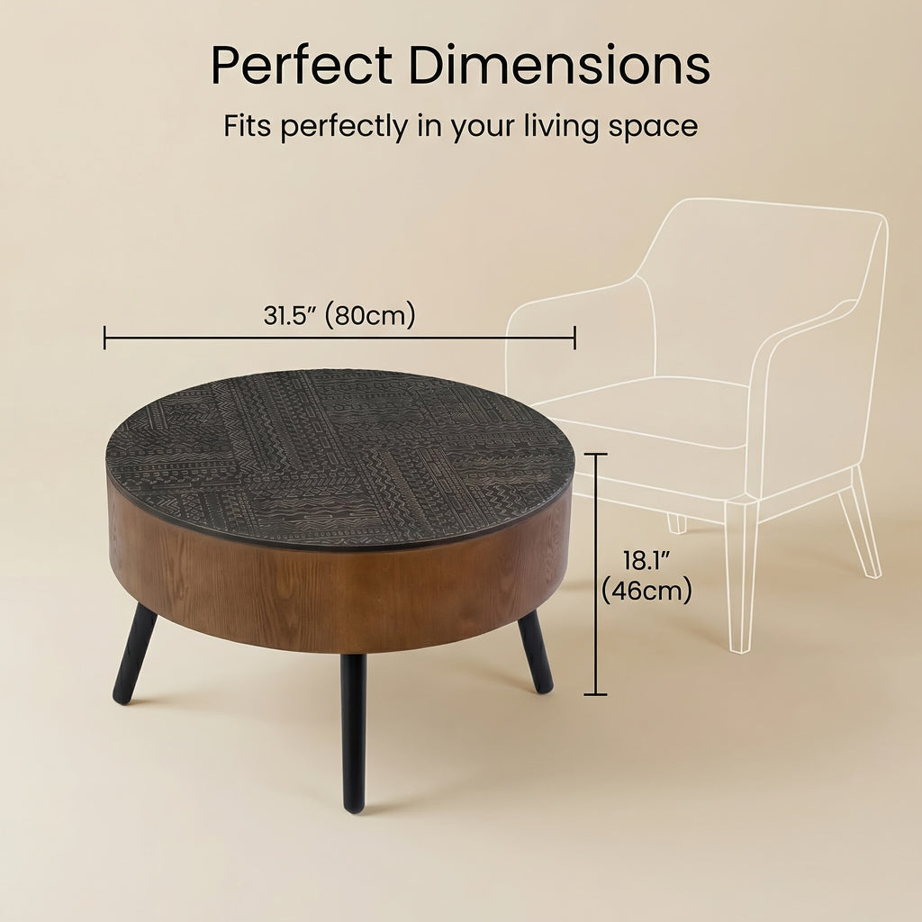 31   carved coffee table hidden storage mdf wood - Temu