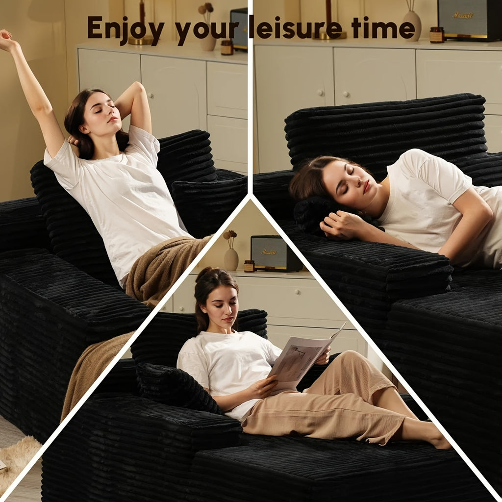 indoor lounge chair 47 24 flannel upholstered boneless sofa - Temu