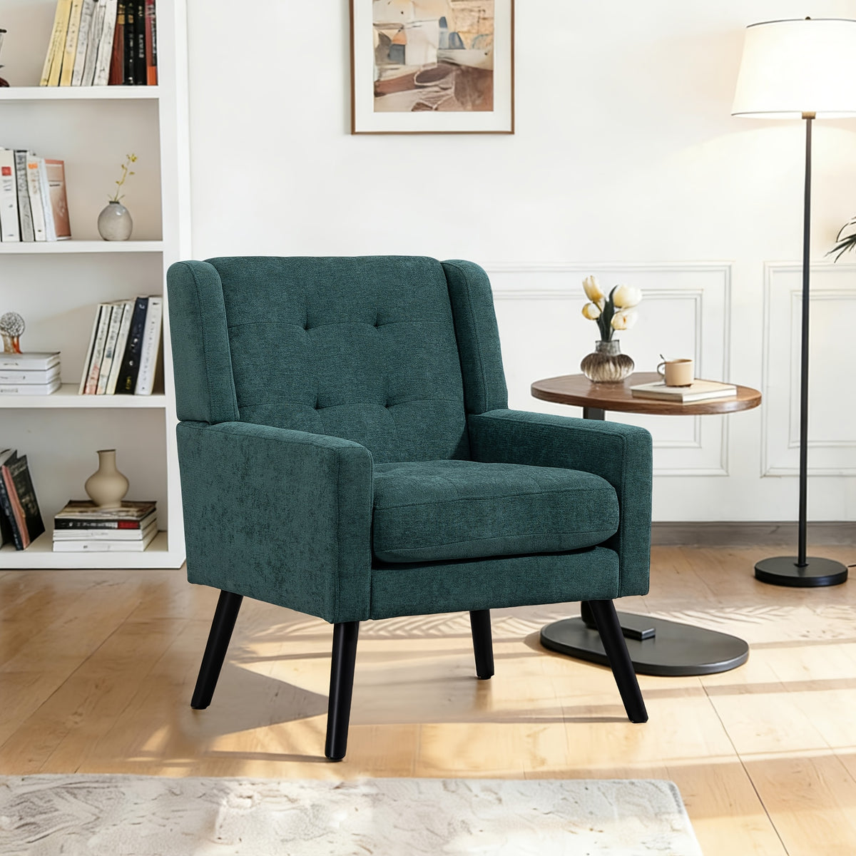 century modern tufted accent chair ergonomic back chair - Temu