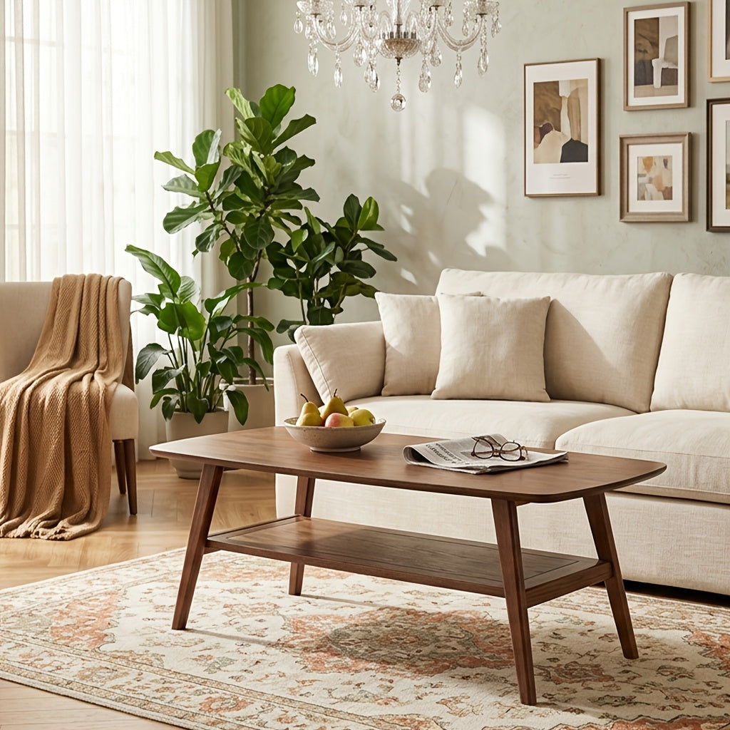 solid wood coffee table center table   storage shelf - Temu