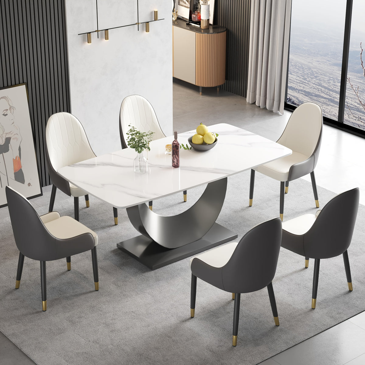 6 seater modern rectangle dining table 63   - Temu