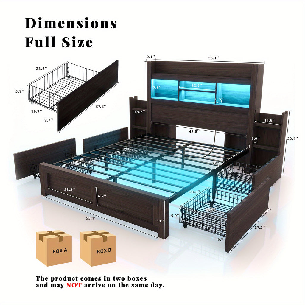 bed frame 49 6 inch bookcase headboard 4 drawers 2 - Temu
