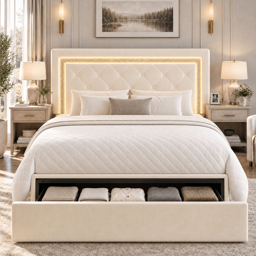 full queen   upholstered platform bed frame - Temu