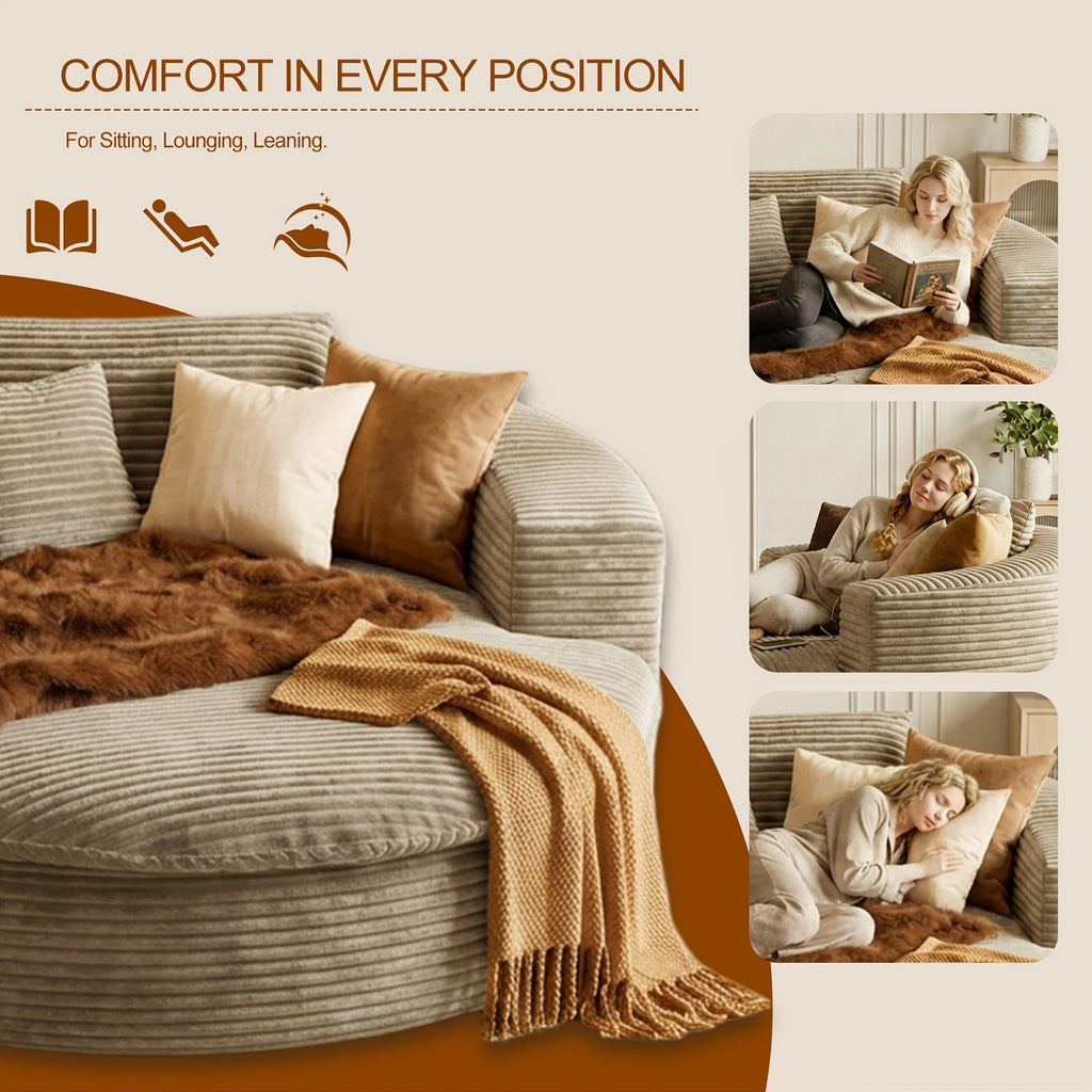 oversized round   lounge chaise extra wide corduroy - Temu