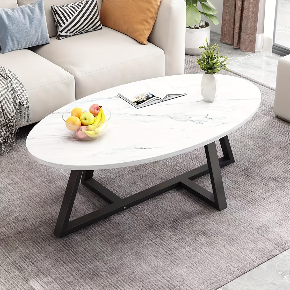 oval coffee table   living room table modern - Temu