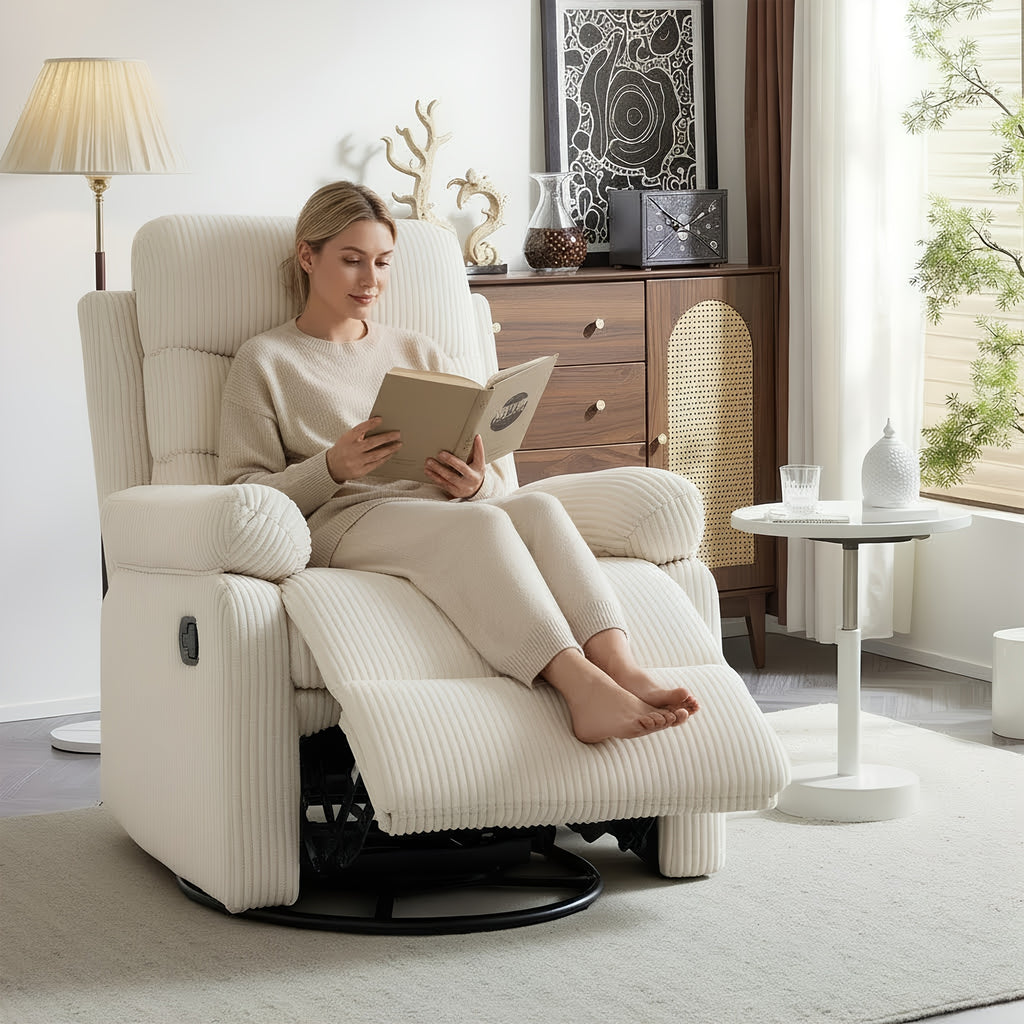 corduroy manual recliner chair high back plush single - Temu