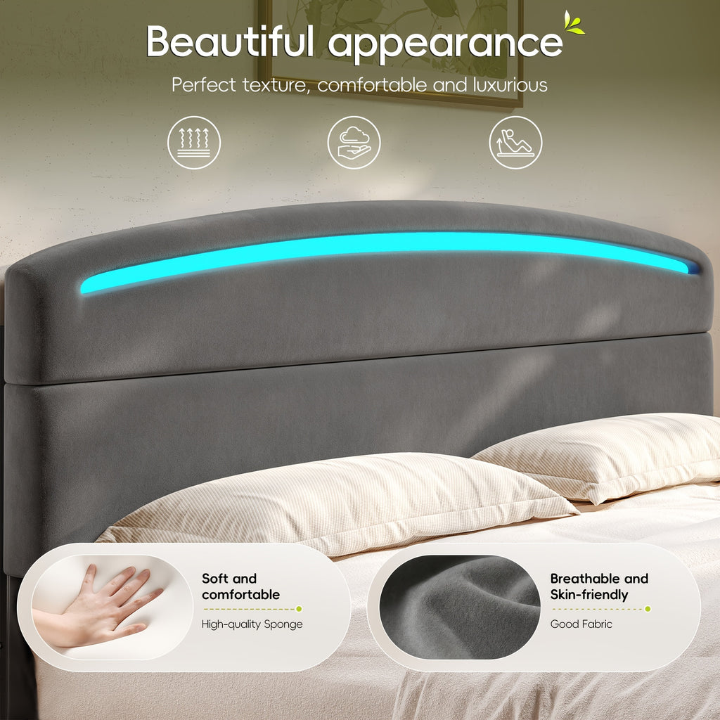 full queen king size bed frame curved headboard 2 3   - Temu