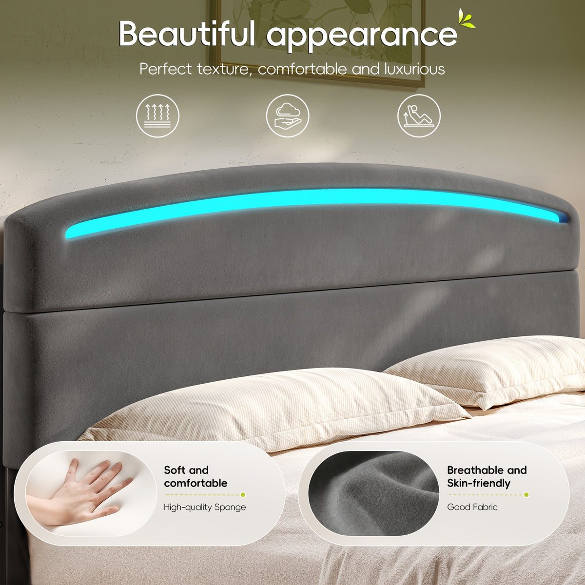 full queen king size bed frame curved headboard 2 3   - Temu