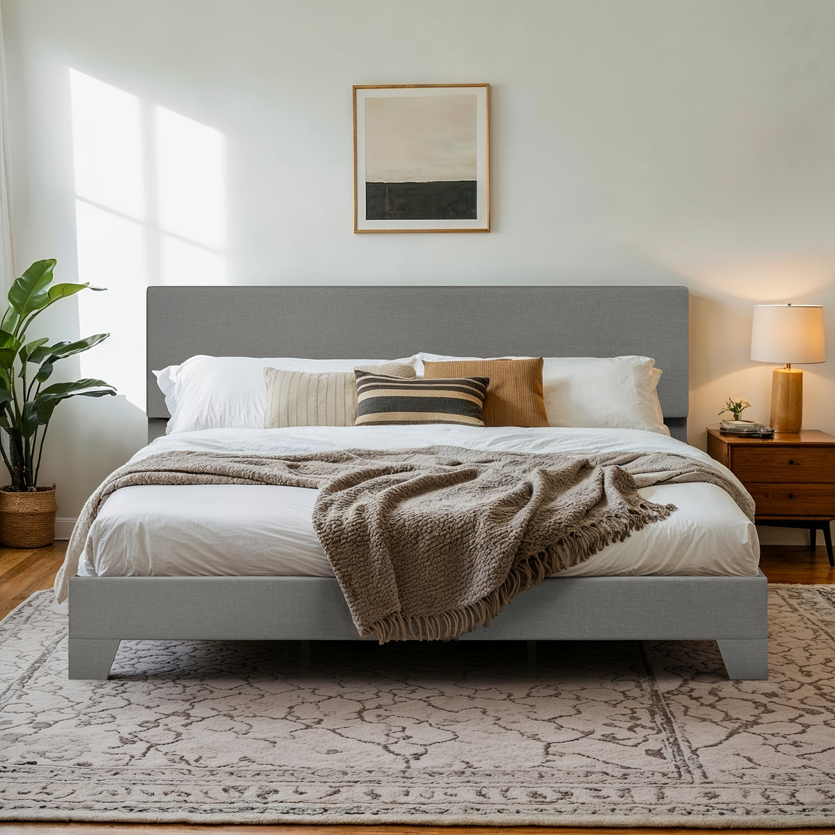 upholstered platform bed in full queen king sizes an - Temu