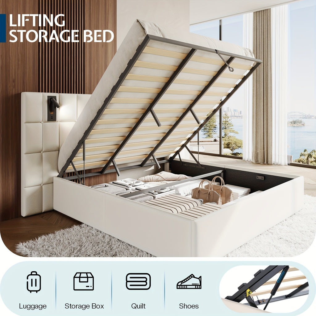 lift storage bed frame upholstered   - Temu