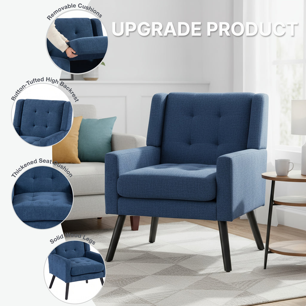 century modern tufted accent chair ergonomic back chair - Temu