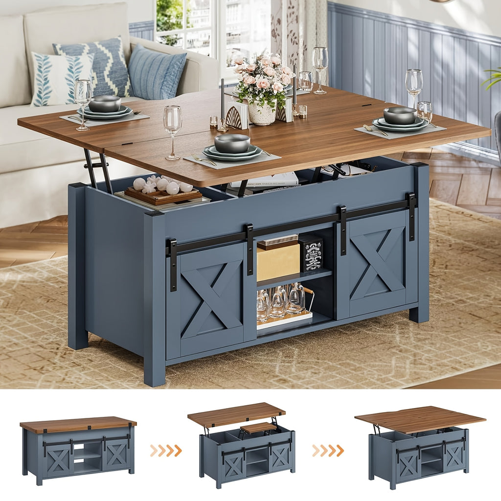 farmhouse lift top coffee table hidden compartments open - Temu
