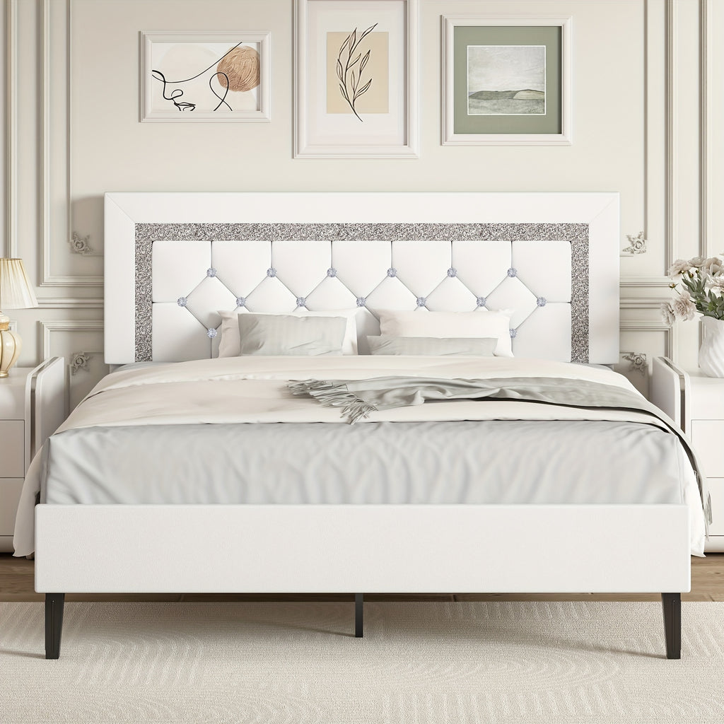 twin full queen size bed frame diamond headboard wood slats - Temu