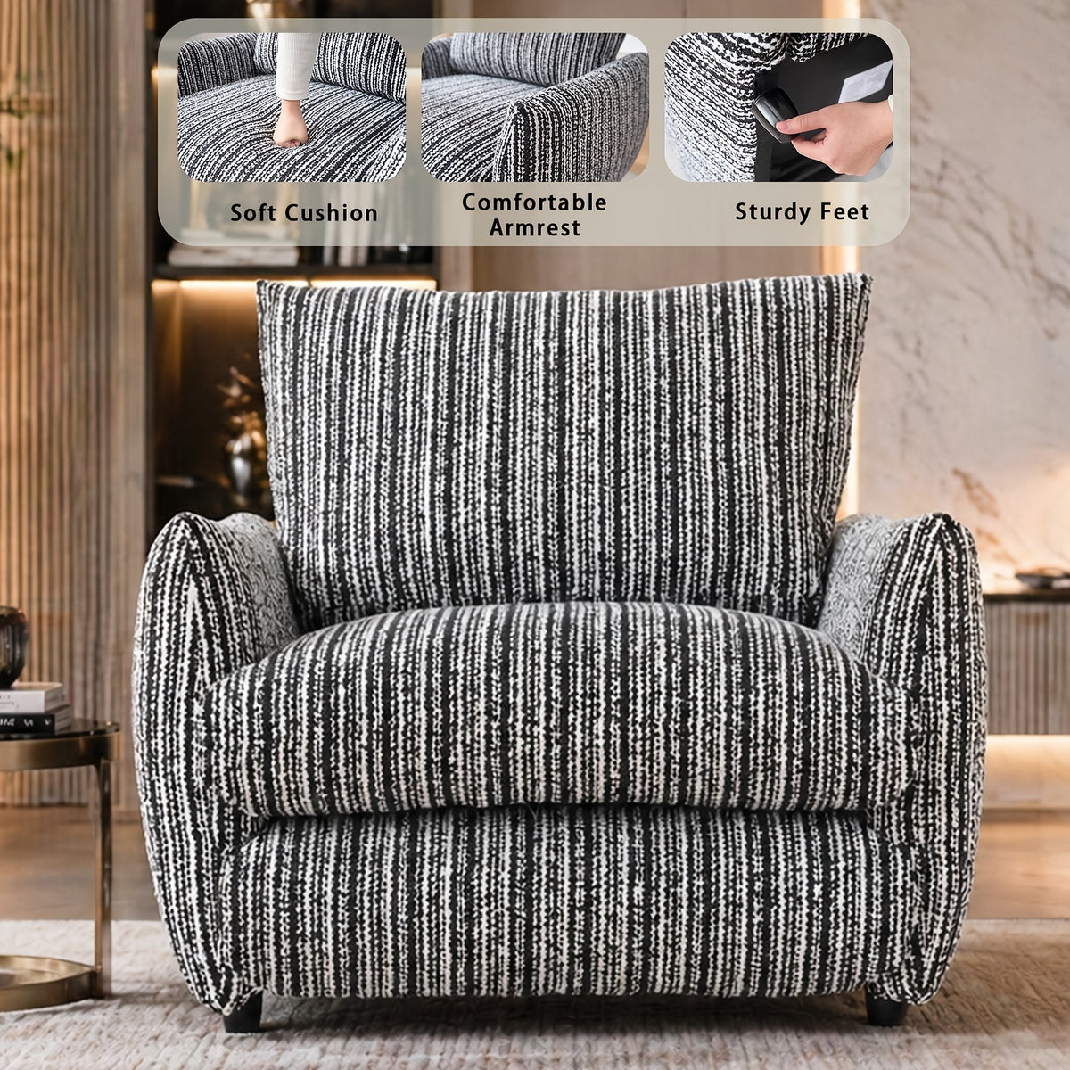 oversized accent chair comfy upholstered   century - Temu