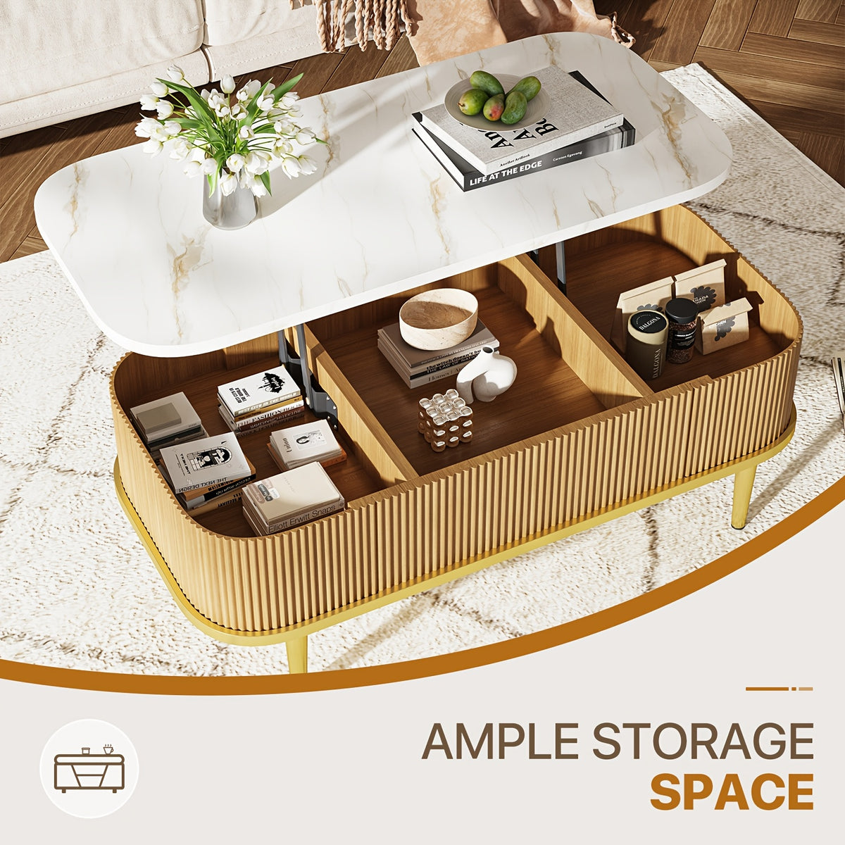 lift top coffee table modern oval coffee table living - Temu