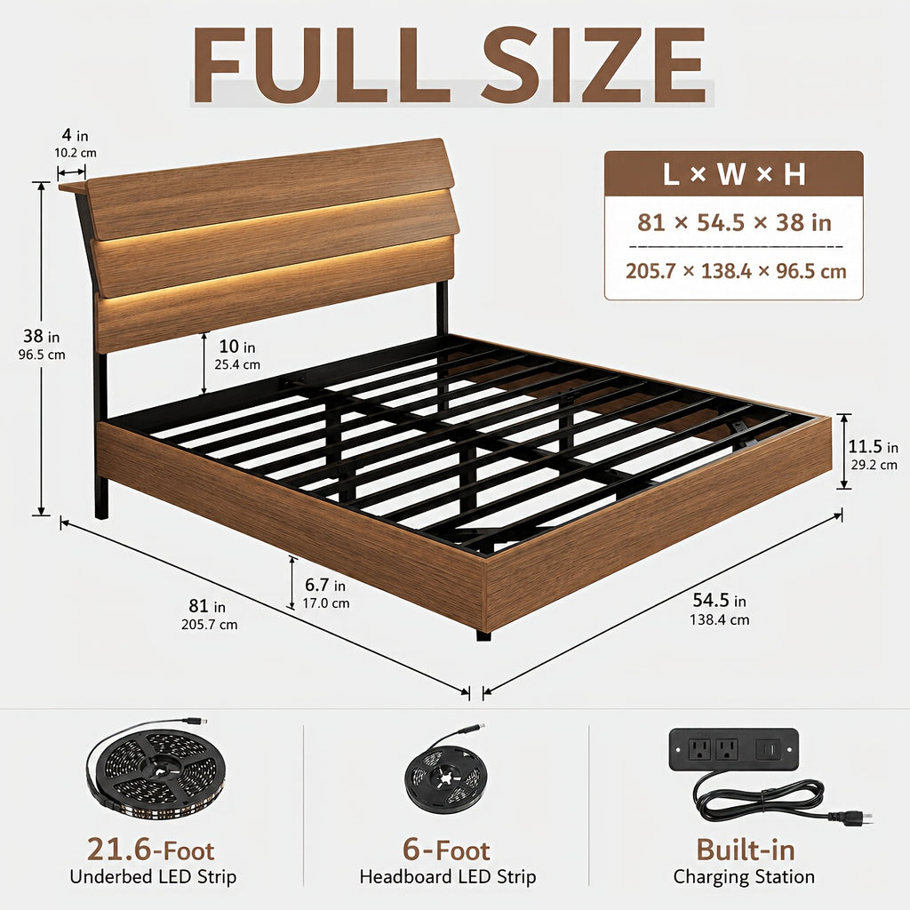 random floating bed frame led lights built in charging - Temu