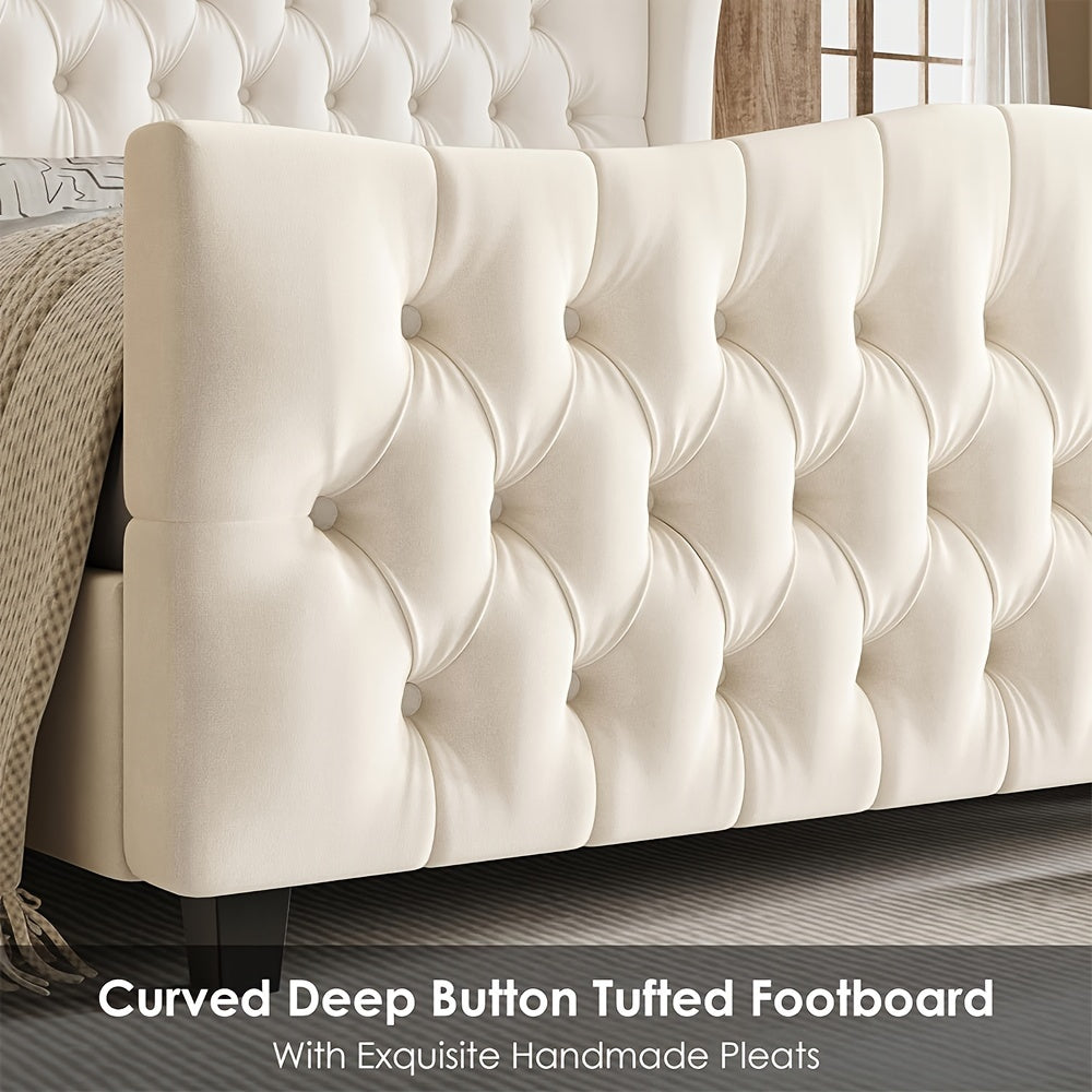 full queen king 54 3 tall bed frame wingback headboard - Temu