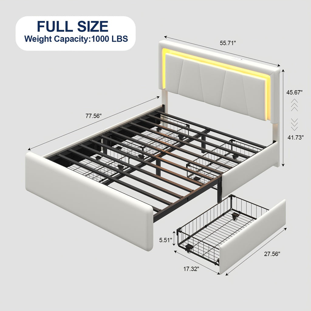 upholstered platform bed frame 4 storage drawers twin full - Temu
