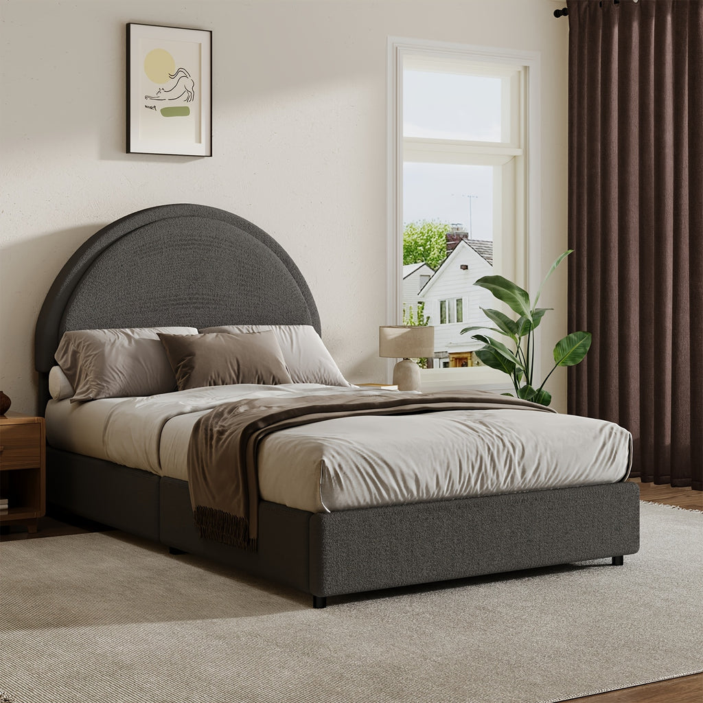 twin full queen king bed frame boucle upholstered headboard - Temu