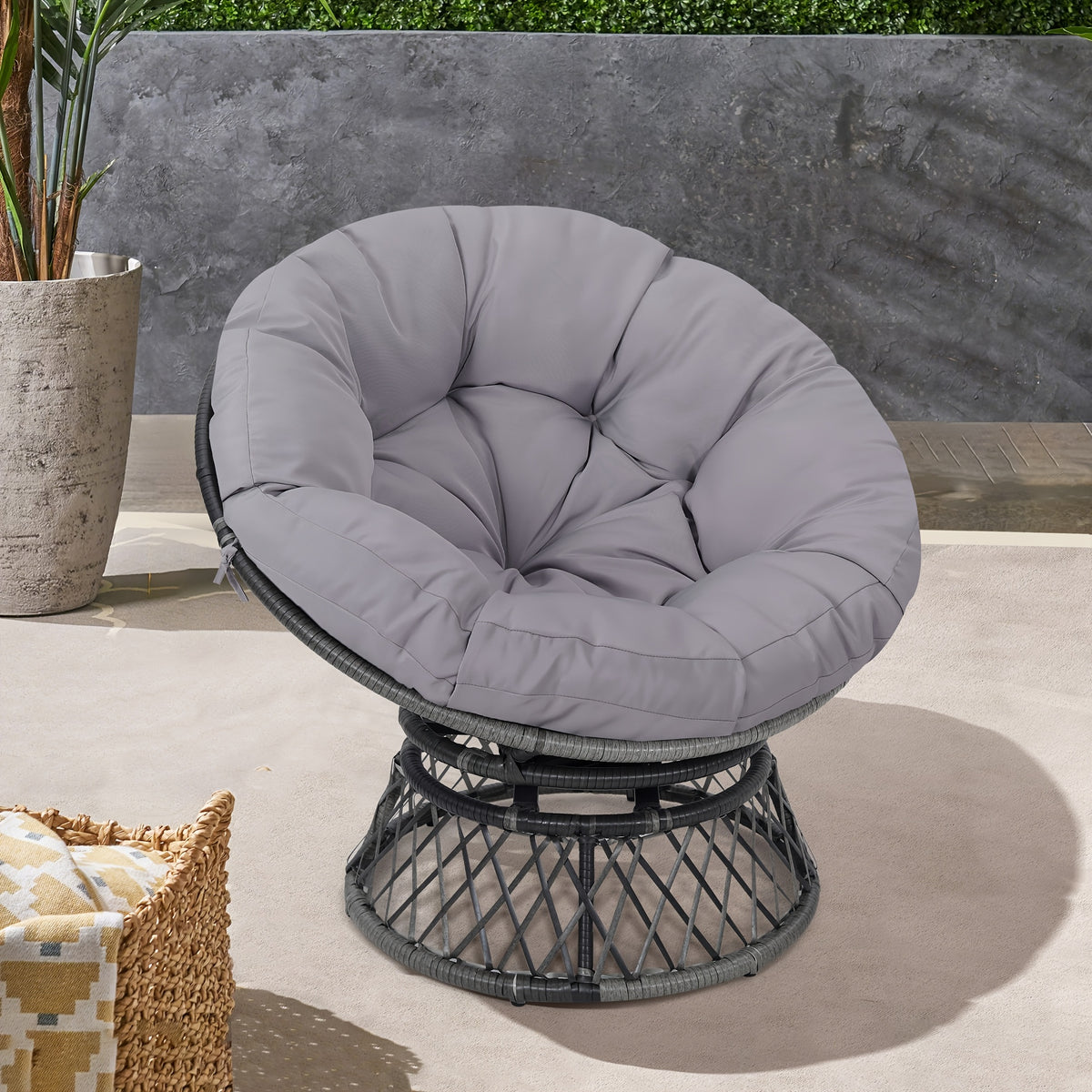 37 wicker papasan circle chair 360 swivel outdoor furniture - Temu