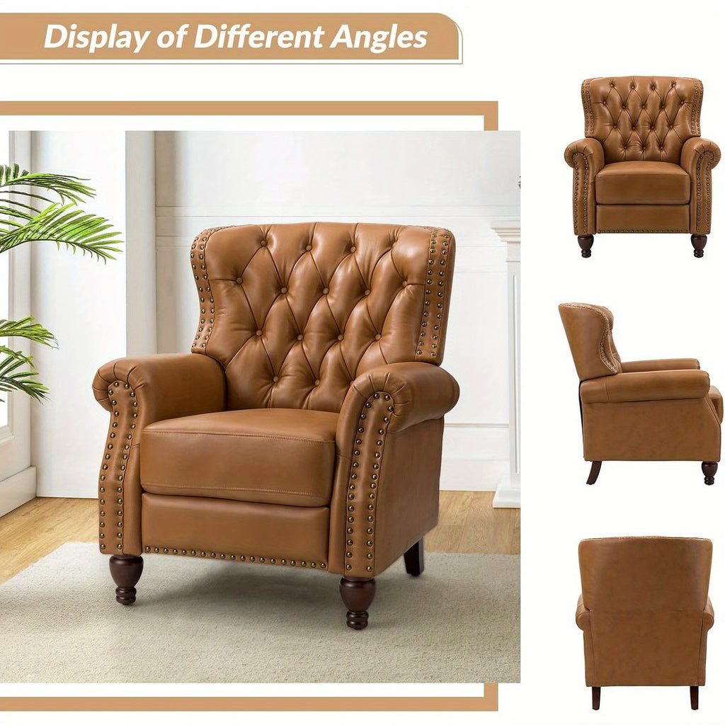 genuine leather recliner chair solid wood legs modern - Temu