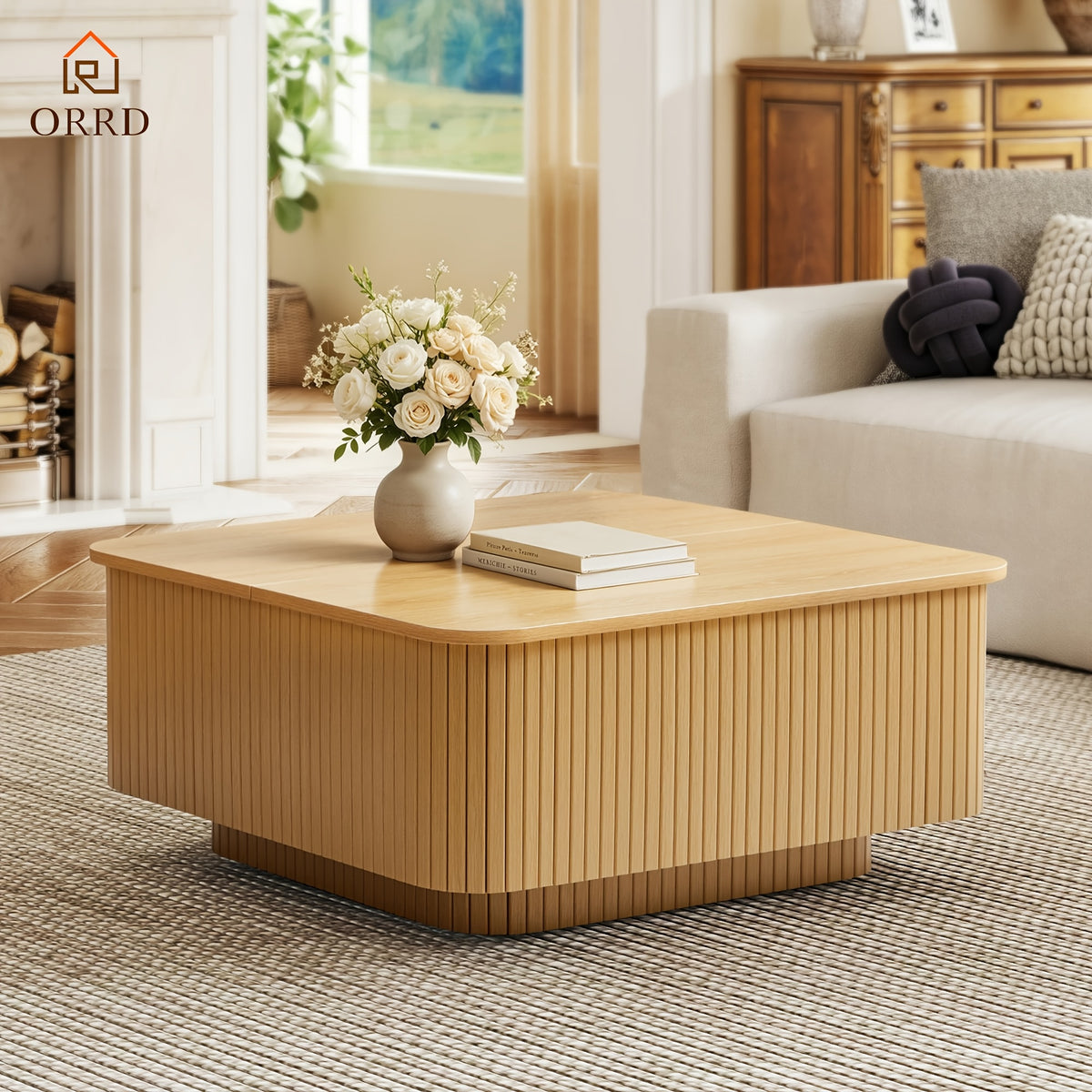 31   coffee table fluted floating base   - Temu