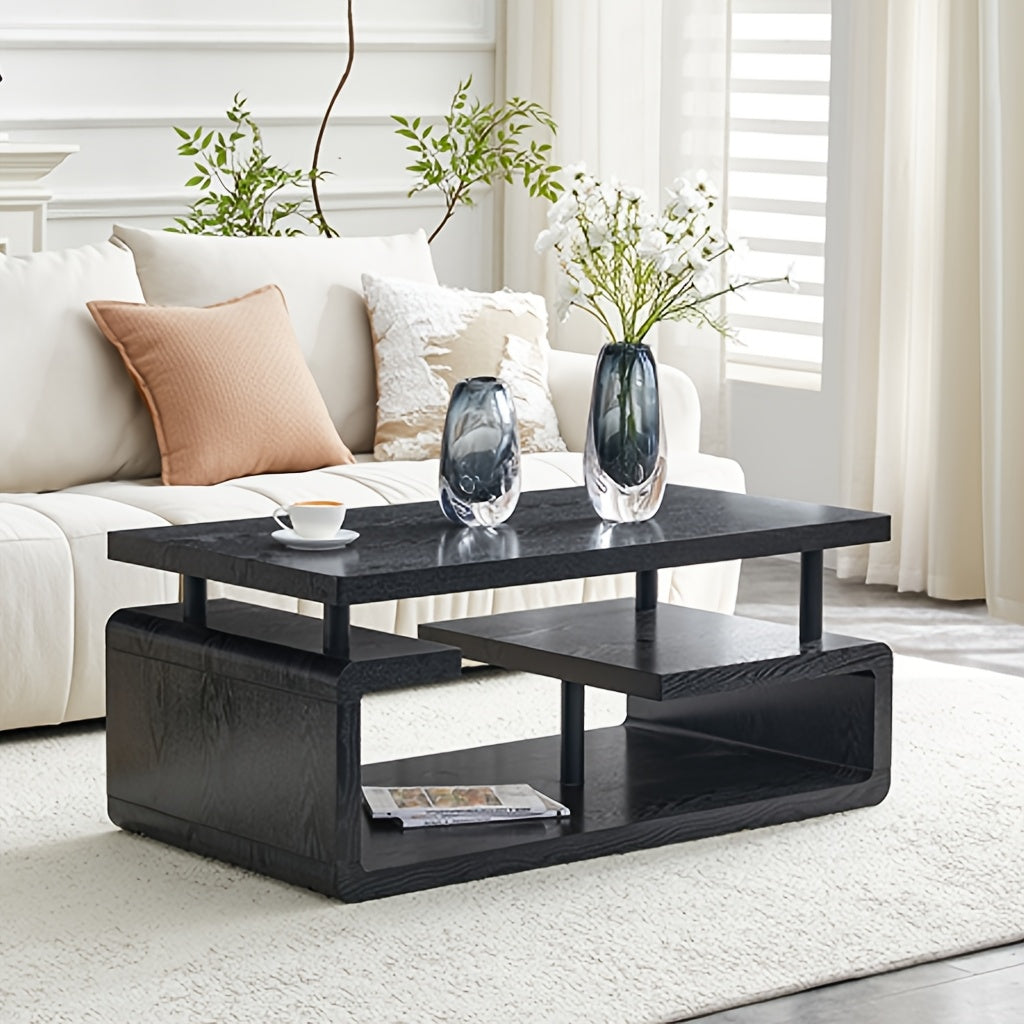 contemporary three tier mdf coffee table featuring a sleek - Temu