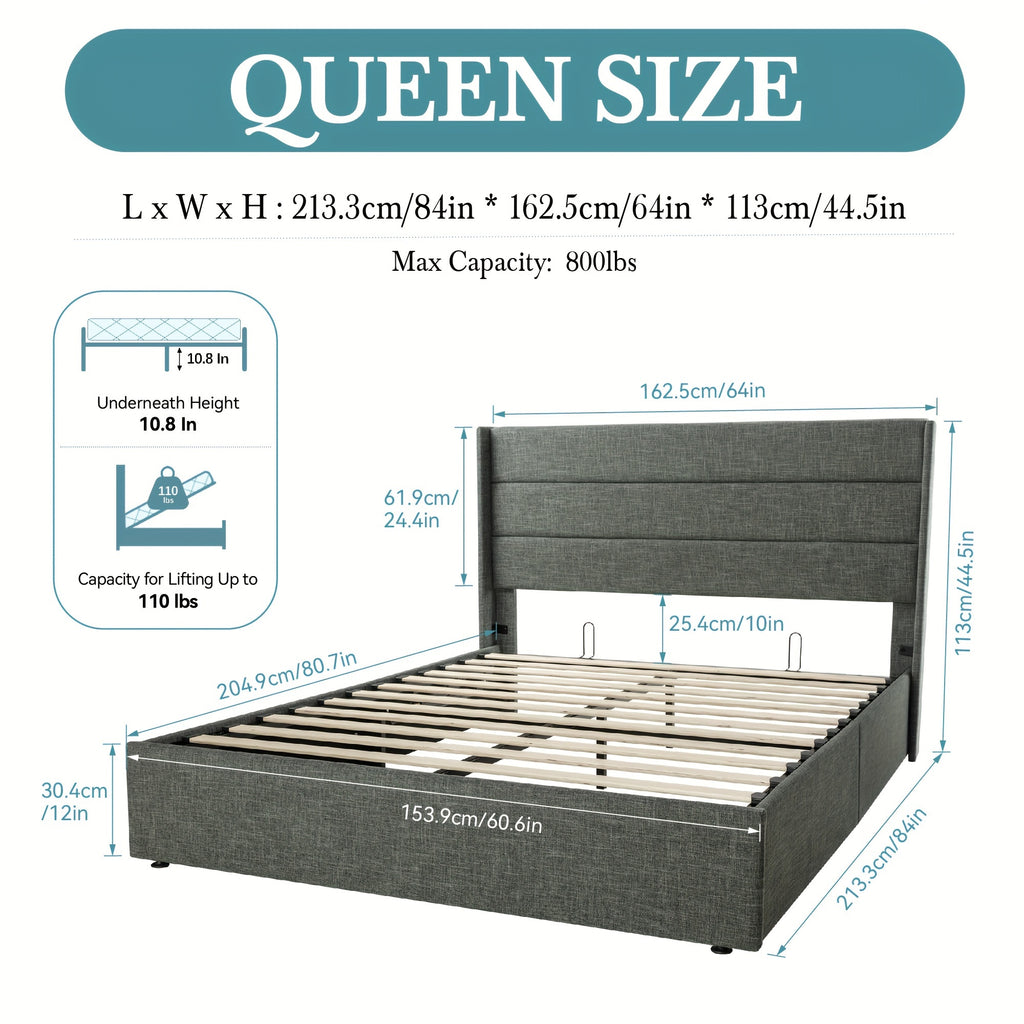 full queen king size lift storage upholstered - Temu