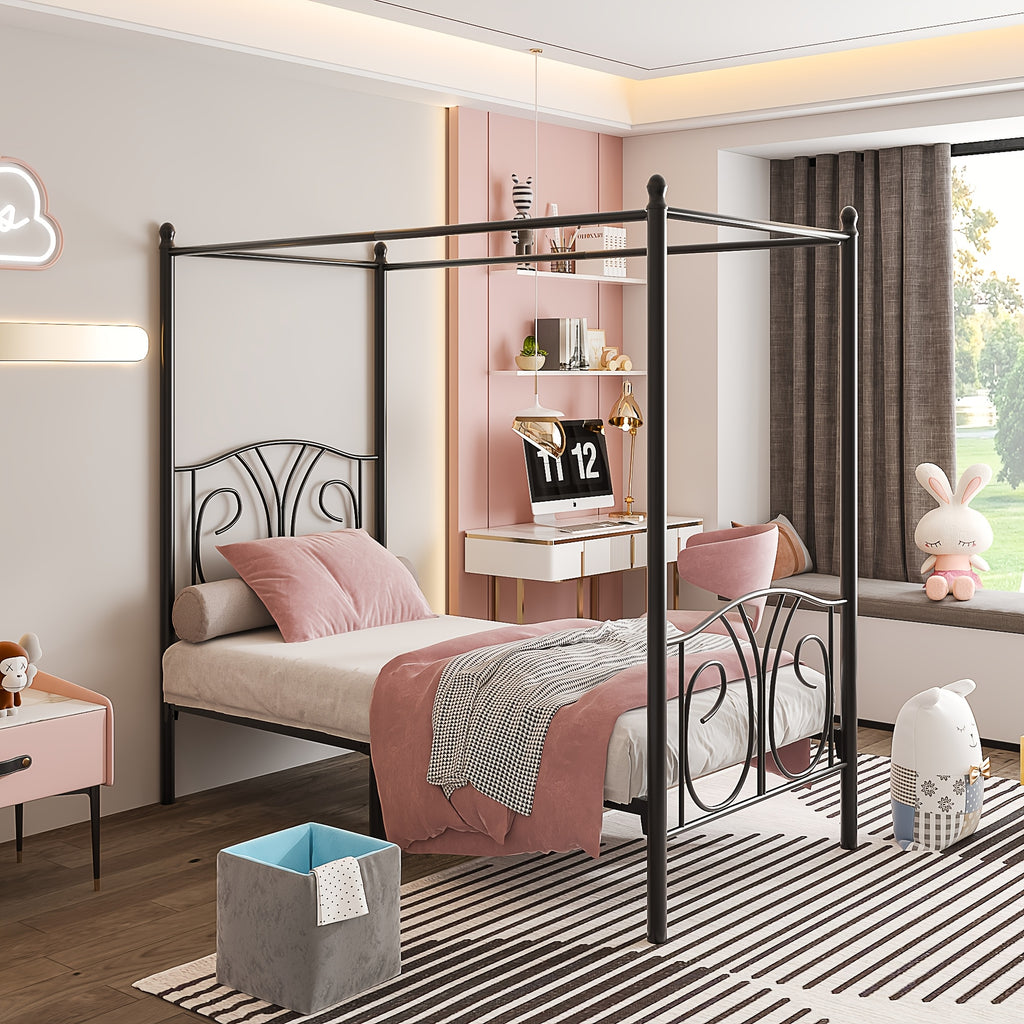 1 set   metal twin size canopy bed frame footboard - Temu