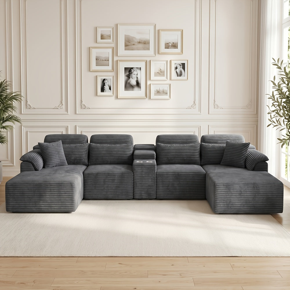 luxury u shaped modular living room sofa cup holders - Temu