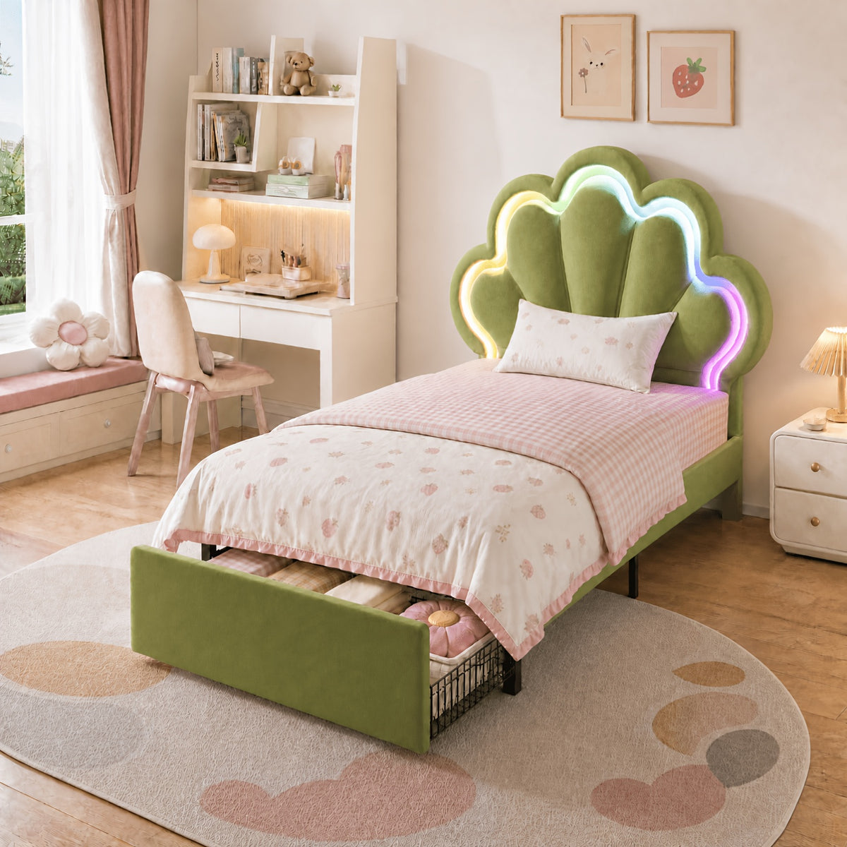 twin full queen size velvet princess petal bed frame - Temu