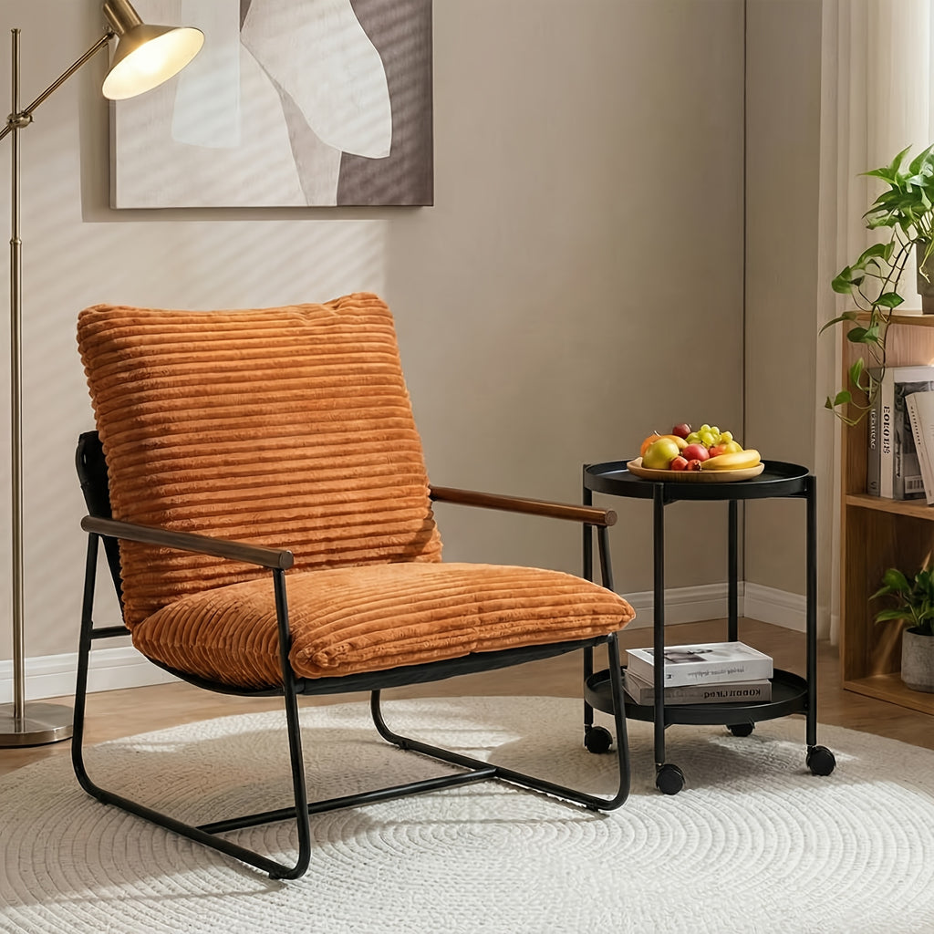 armchair wood armrests oversized corduroy lazy - Temu