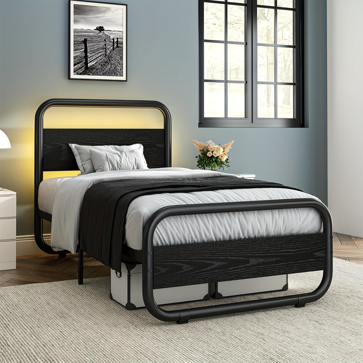 twin full queen king size   grey white bed frame - Temu