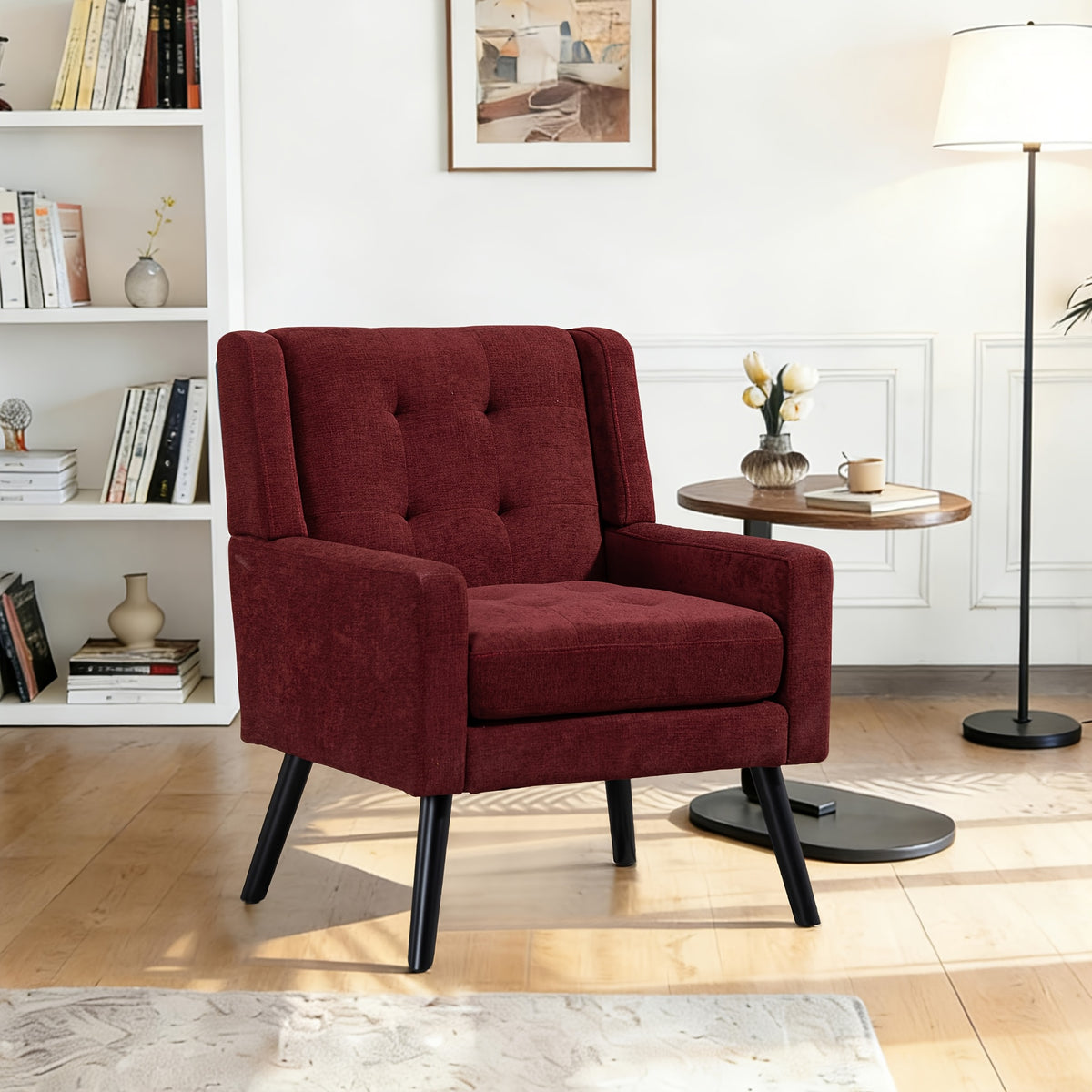 century modern tufted accent chair ergonomic back chair - Temu