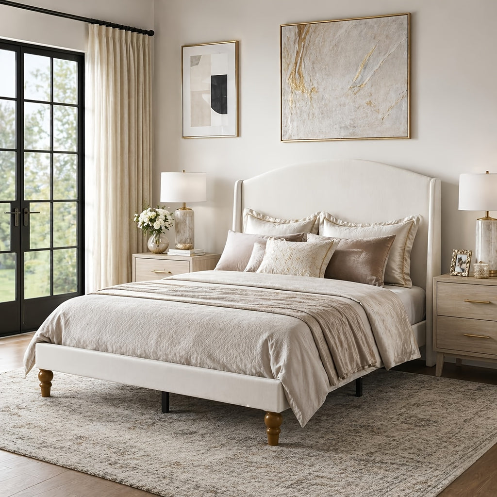platform bed 51 2 tall wingback upholstered - Temu