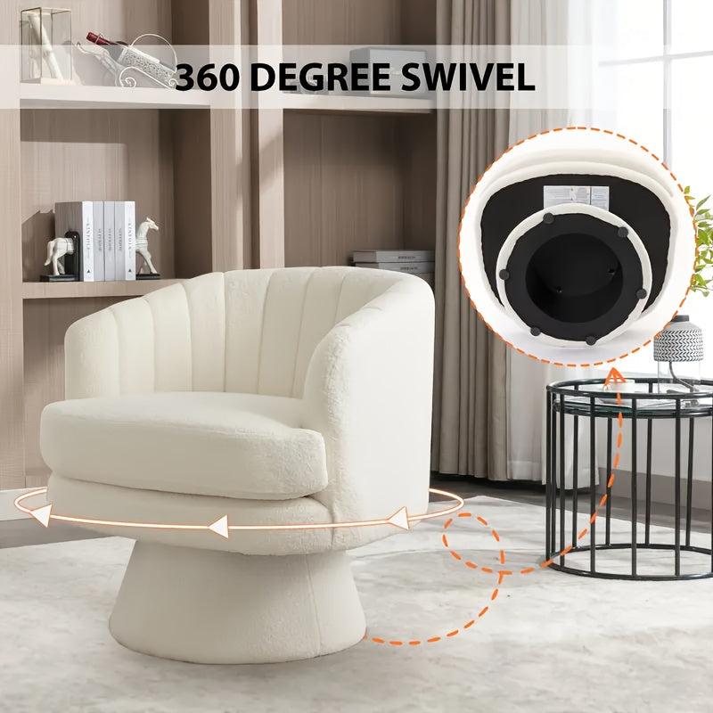 modern swivel   accent chair comfy sherpa upholstered - Temu