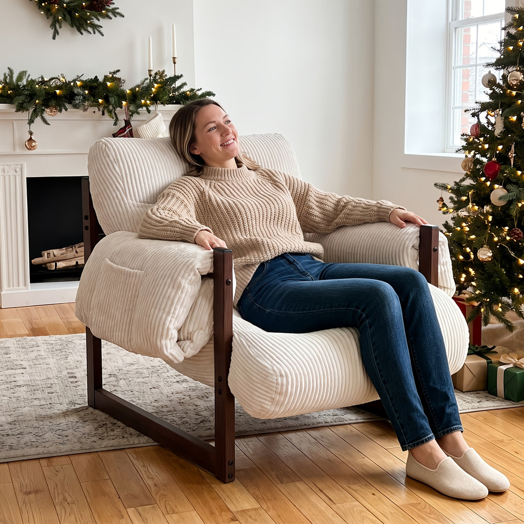 modern accent chair armrest storage pockets full body - Temu