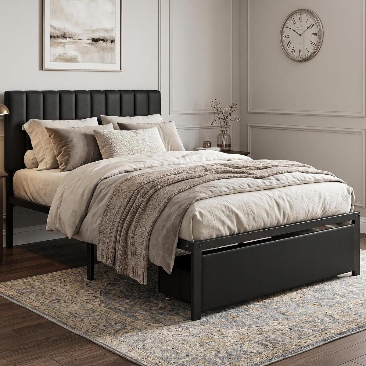 twin bed frame headboard storage drawer metal platform bed - Temu