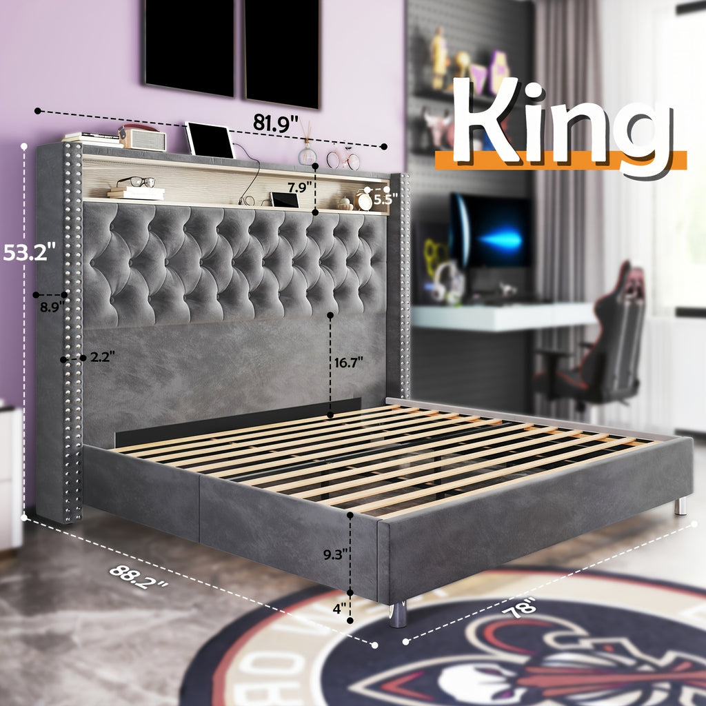 upholstered bed frame deep button tufted bed frame - Temu