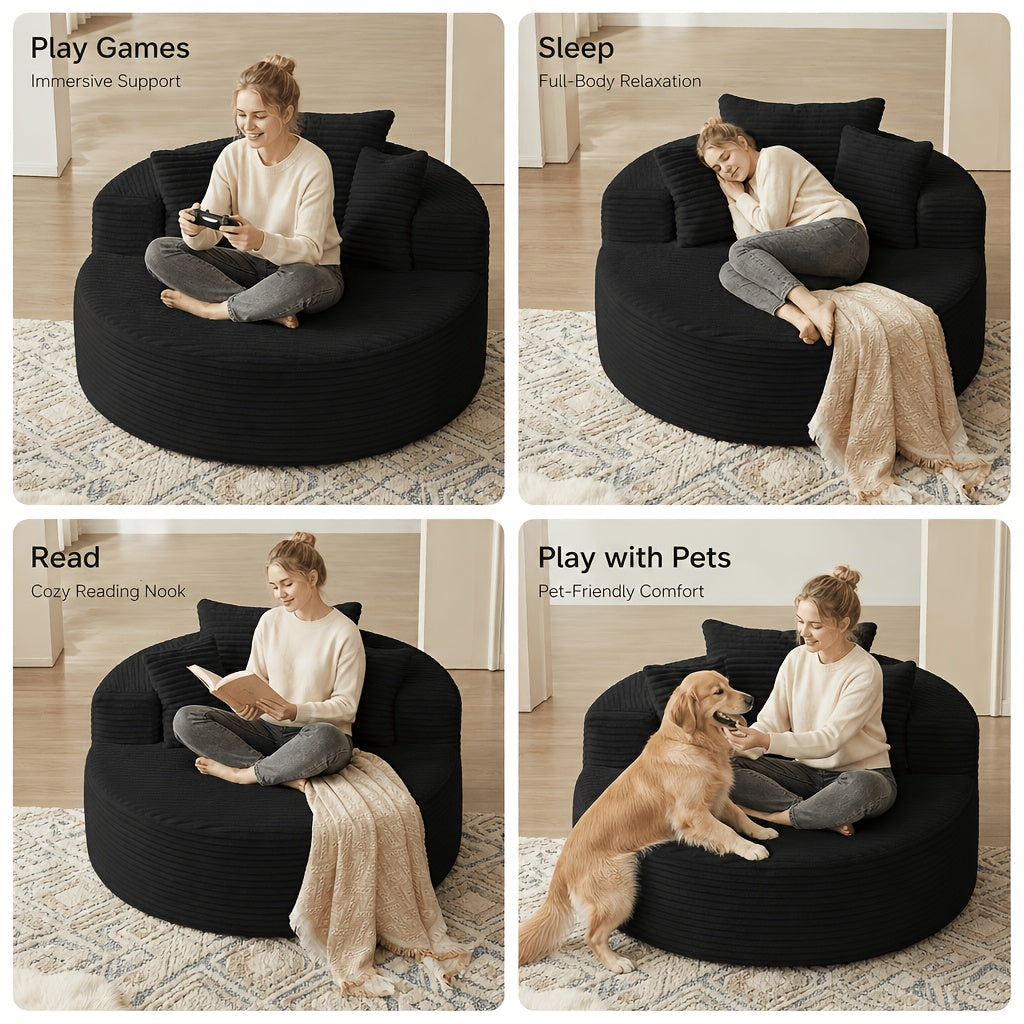 55 oversized round lounge chair boneless couch living room - Temu