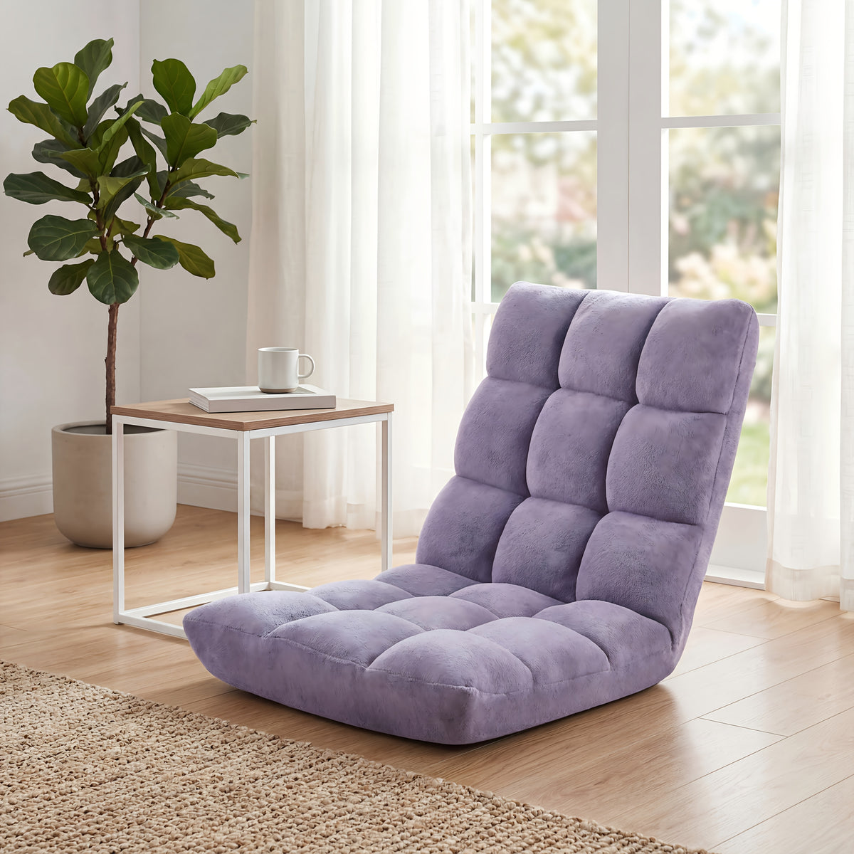 adjustable foldable floor chair 18 grid thick padded plush - Temu