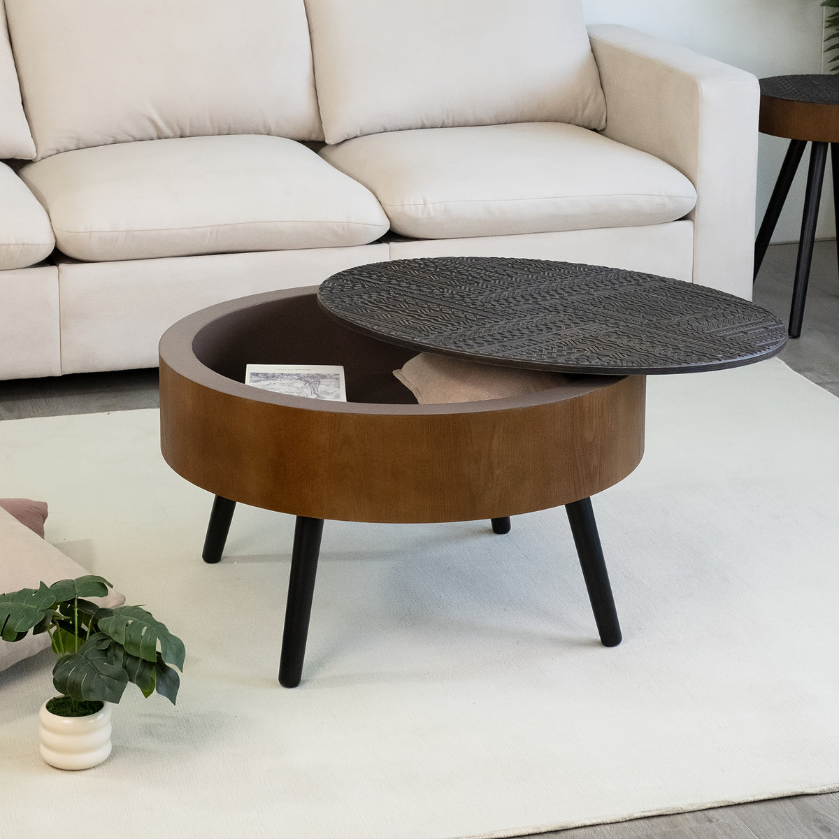 31   carved coffee table hidden storage mdf wood - Temu