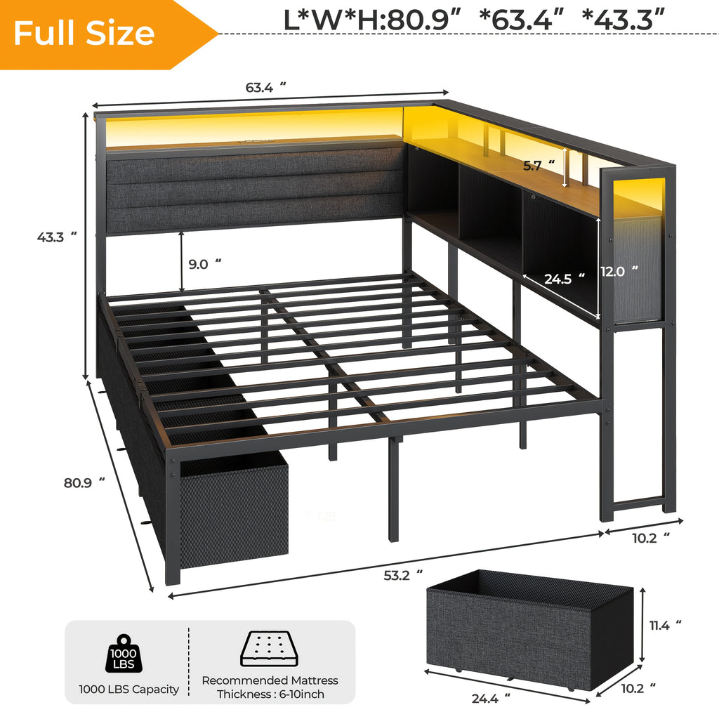 twin full size bed frame 3 drawers a storage bookshelf - Temu