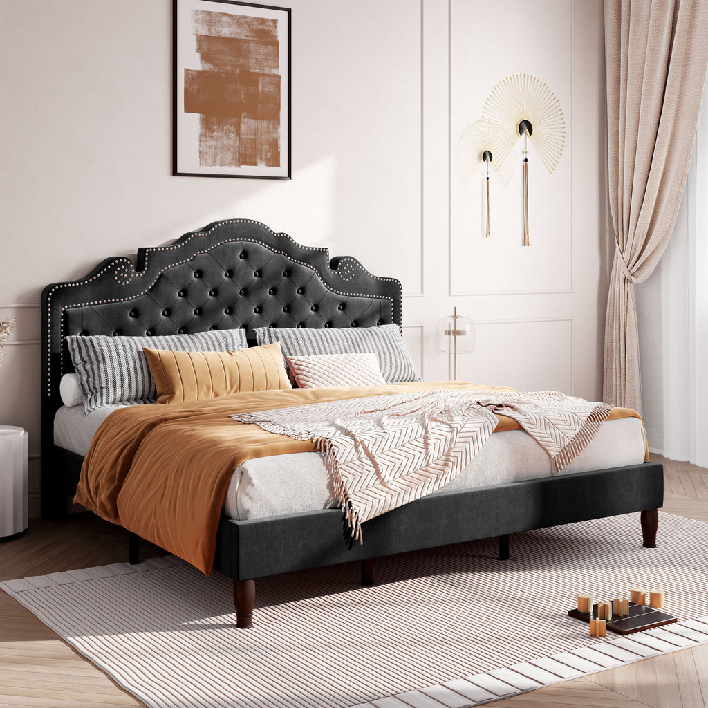 full queen king size bed frame adjustable velvet - Temu
