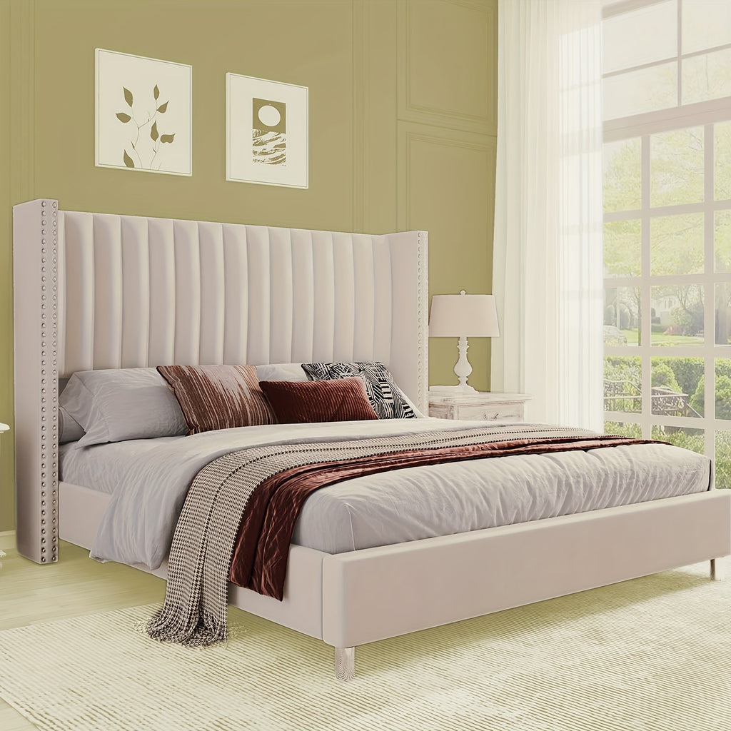 bed frame vertical channel upholstered tufted velvet - Temu