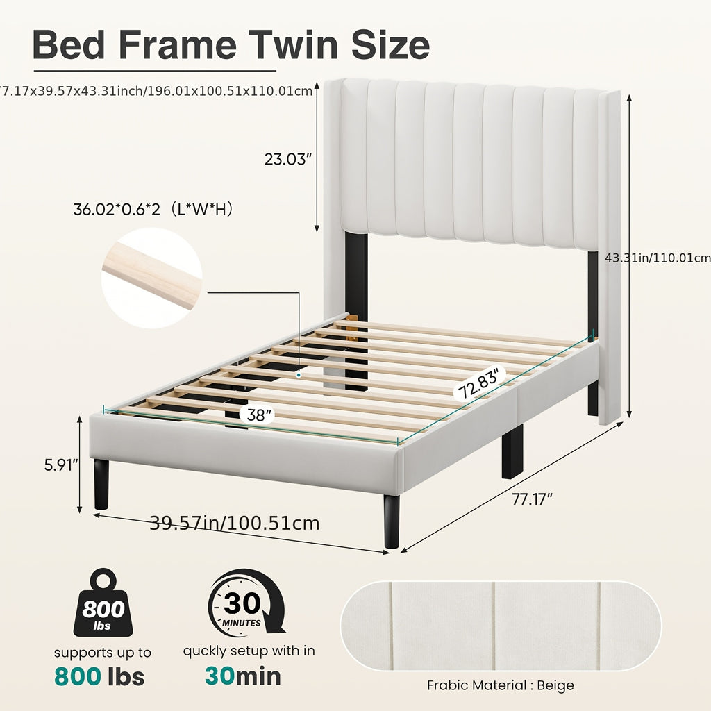 500 lbs capacity upholstered platform bed pu fleece fabric - Temu