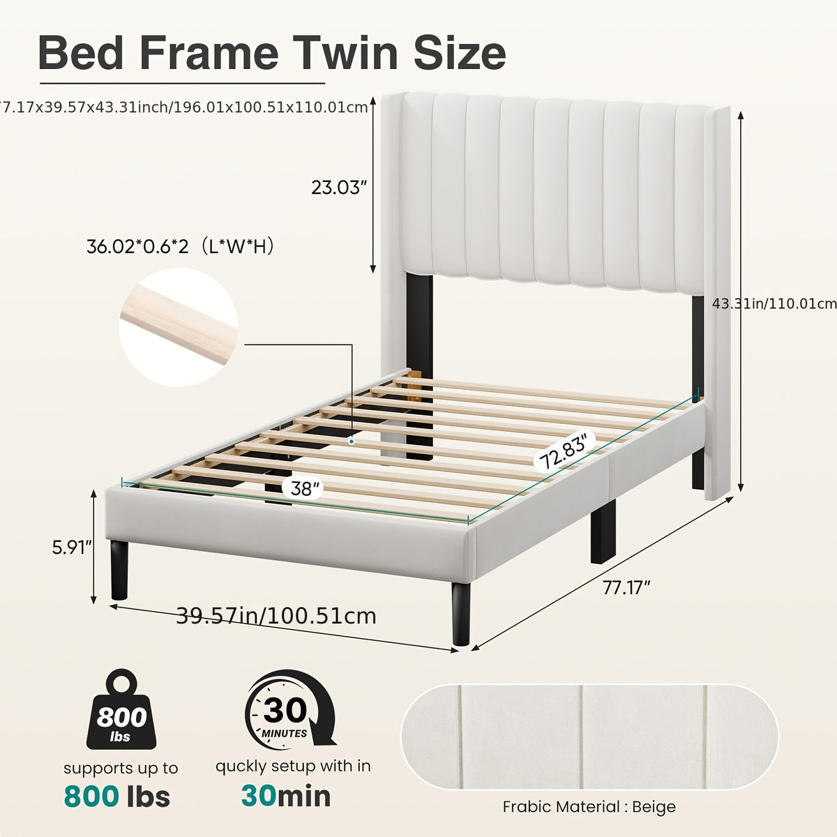 500 lbs capacity upholstered platform bed pu fleece fabric - Temu