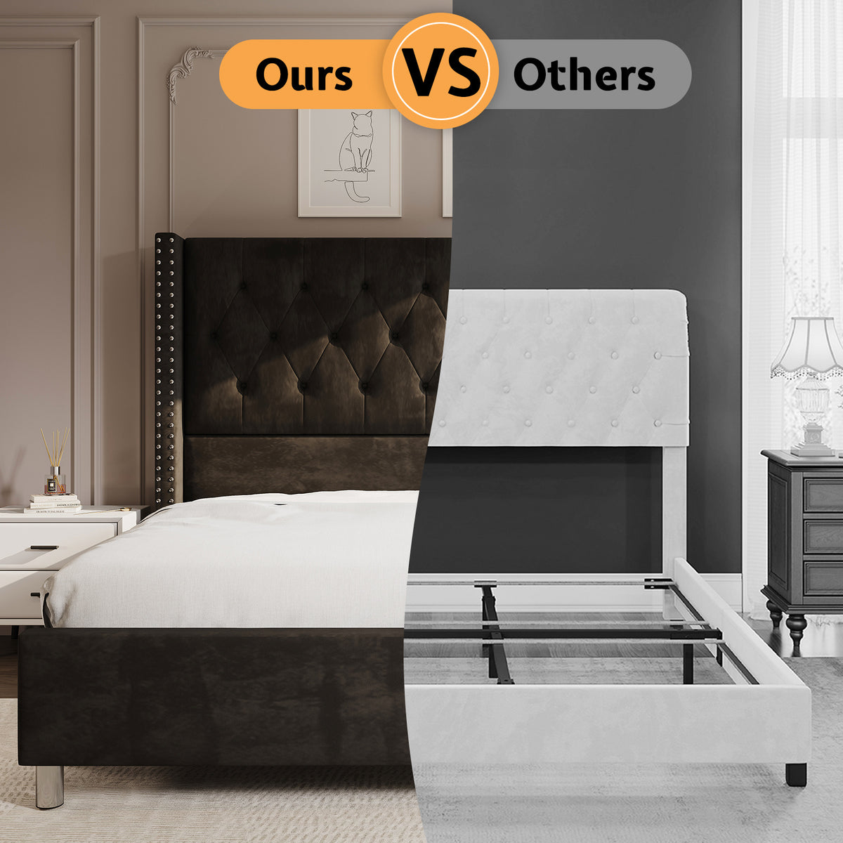 50 wingback bed frame plush beige white - Temu
